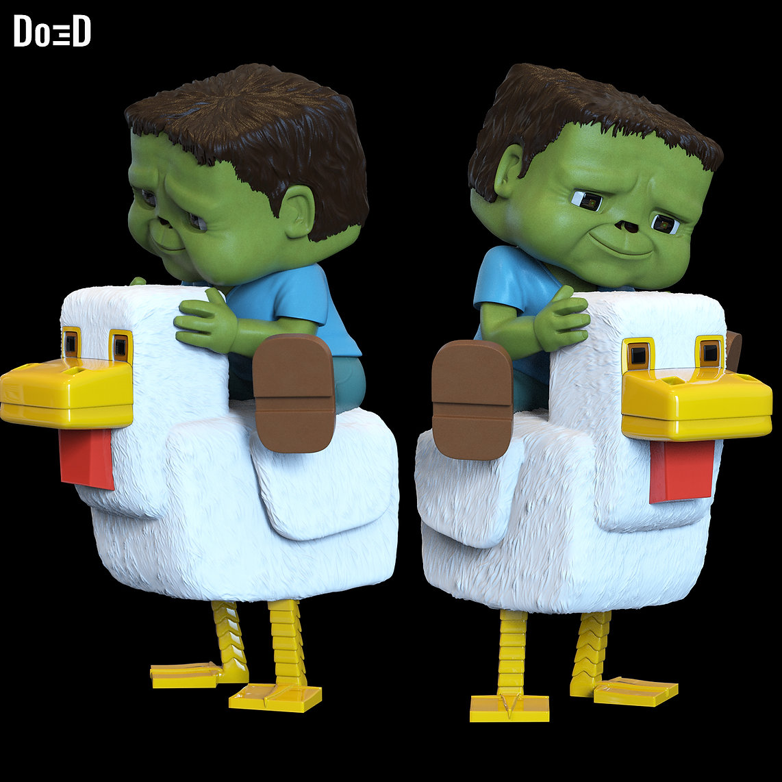 Smiley Chicken Jockey Statue Life Size or Any Scale Minecraft Movie 3D Model #CJ